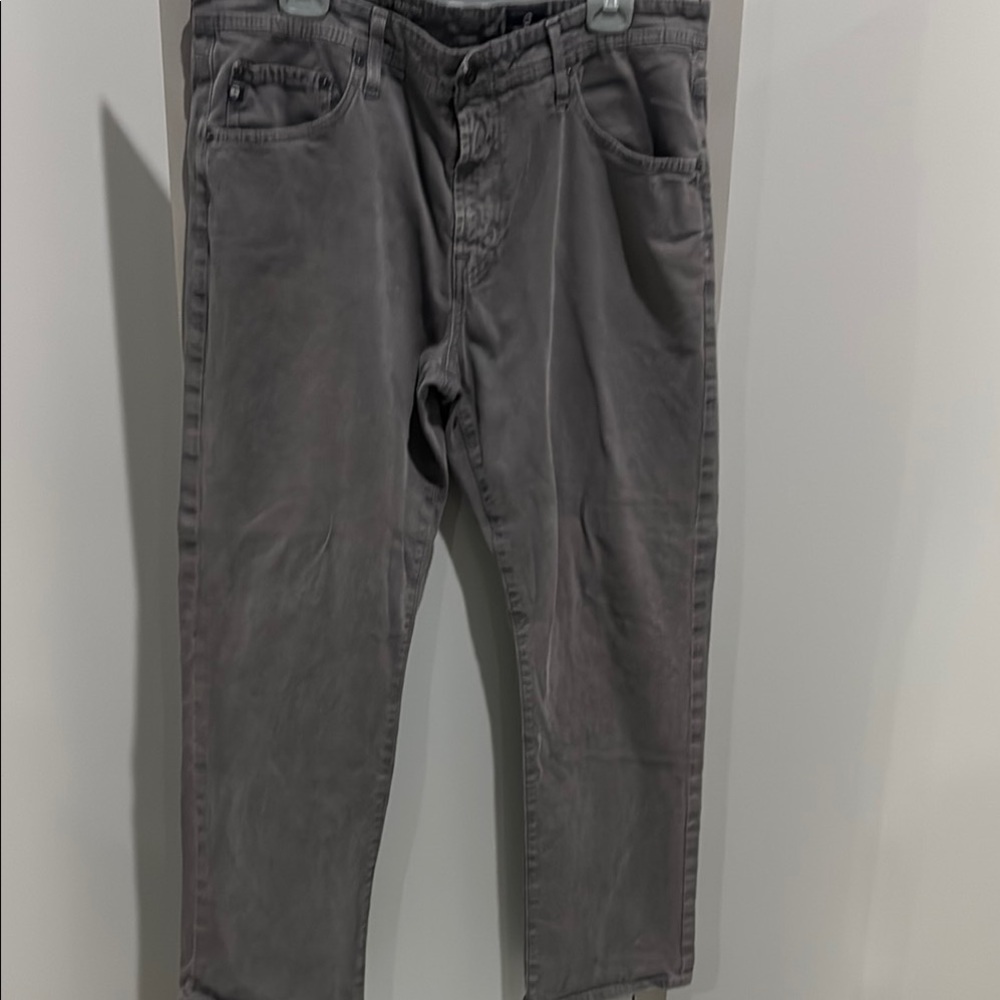 Ag Adriano Goldschmied Gray Straight-Leg Jeans with Washed Finish